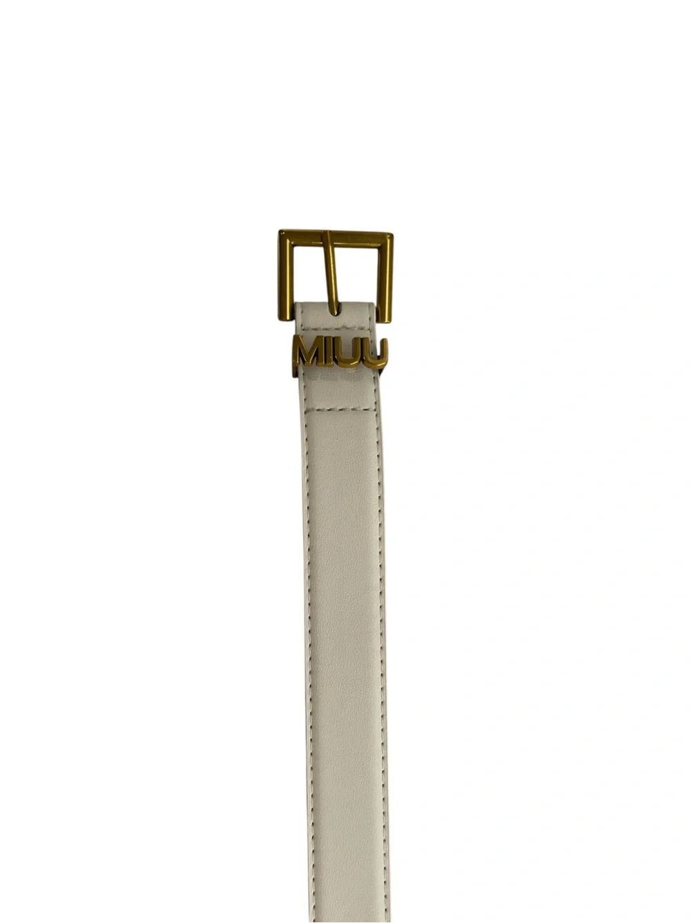 💁🏻‍♀️ White Leather Belt with Gold-Tone Logo Buckle 💁🏻‍♀️
